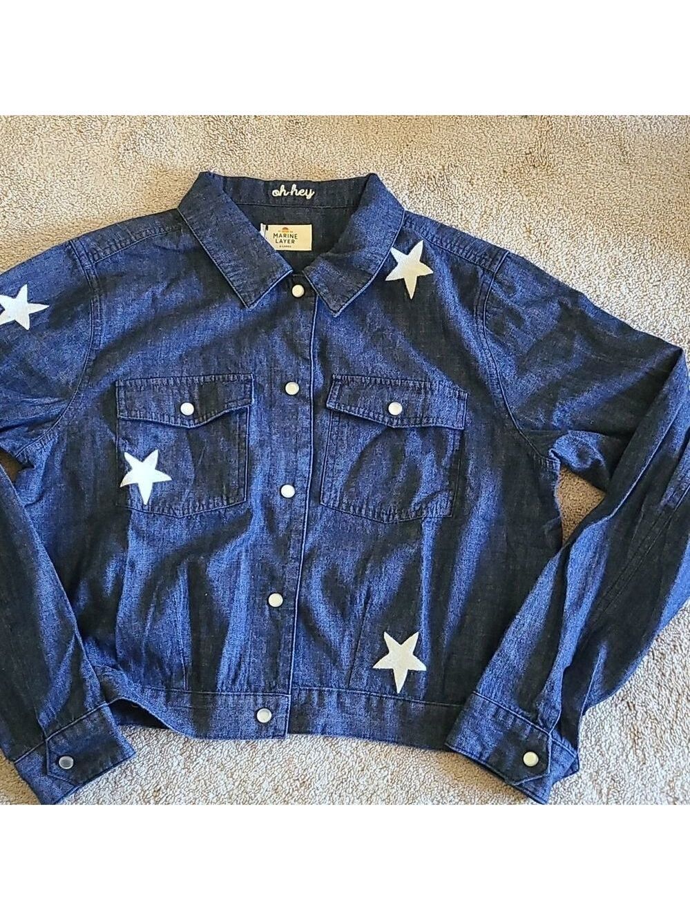 Marine Layer Embroidery Crop Denim Jacket